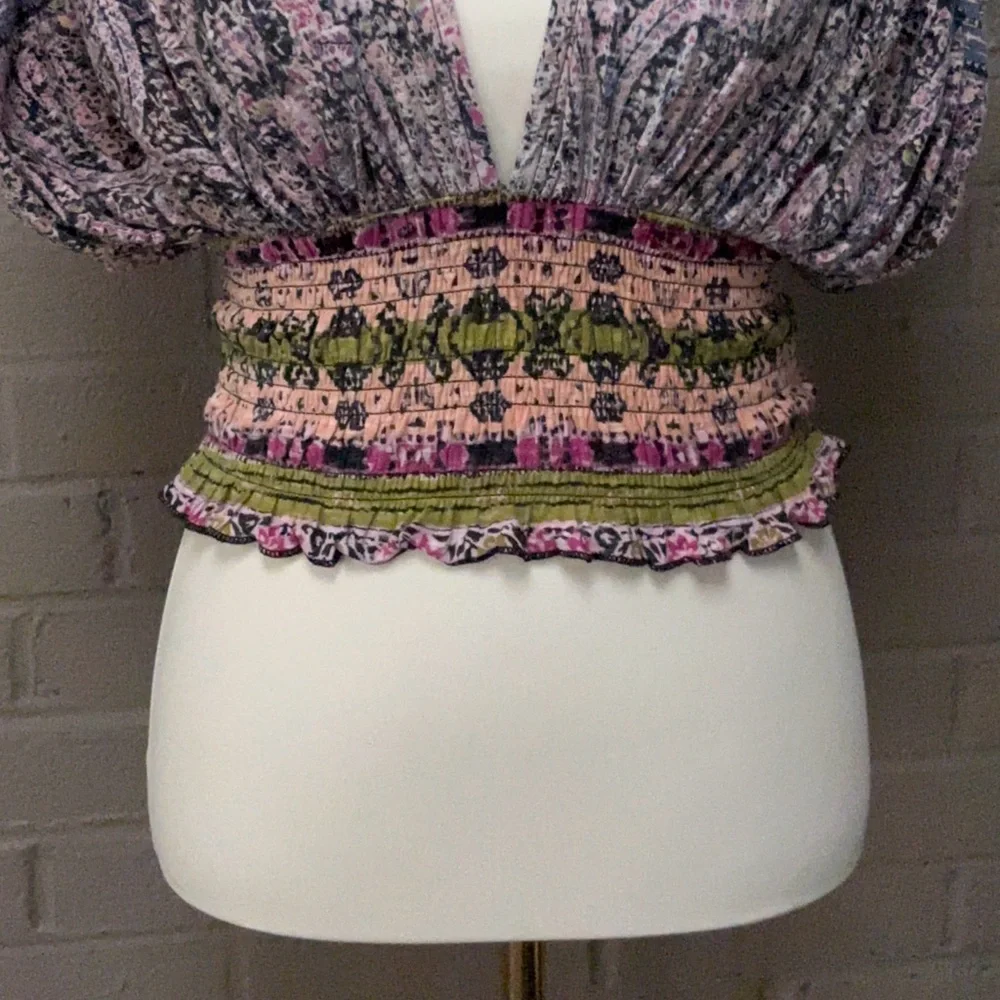 Free People NWT Multicolor Patterned Bohemian top